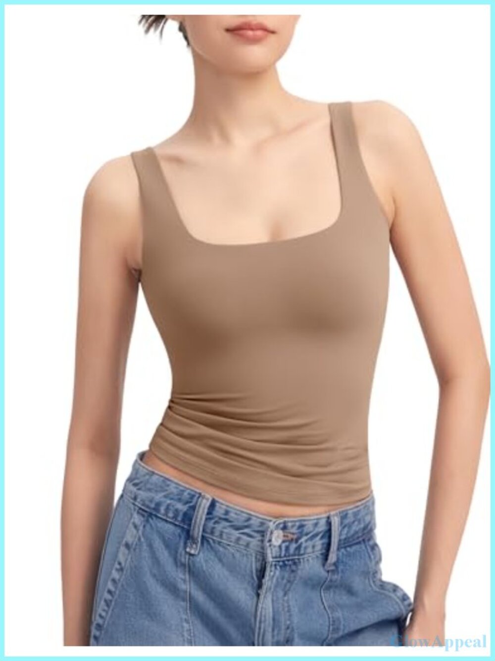 Sleeveless Square Neck Tank Top Double Lined Stretchable Summer Essential